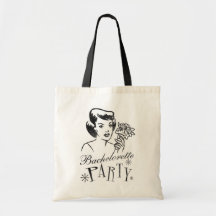 Retro Bachelorette Party Tote Bags