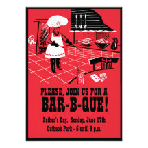 Retro Bar-B-Que Party Invitation - Red and Black