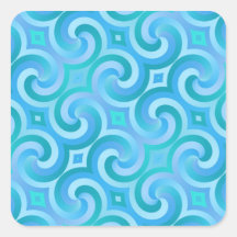 Retro Baroque Damask Pattern Square Sticker
