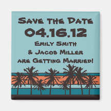 Retro Beach Save the Date Magnet