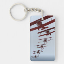 Retro Biplane Rectangular Acrylic Keychain