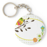 Retro Bird and Flowers Key Chains