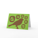 Retro Bird Silhouette Greeting Card / Green &Brown