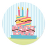 Retro birthday cake with lit candles
