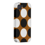 Retro Black and White Polka Dots on Brown Case-Mate iPhone 4 Cases