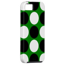 Retro Black and White Polka Dots on Green iPhone 5 Cases