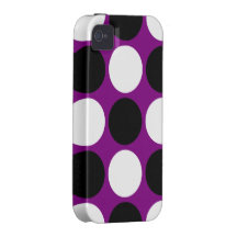 Retro Black and White Polka Dots on Purple Case-Mate iPhone 4 Covers