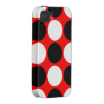 Retro Black and White Polka Dots on Red Vibe iPhone 4 Cases