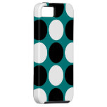 Retro Black and White Polka Dots on Teal iPhone 5 Case