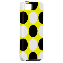 Retro Black and White Polka Dots on Yellow