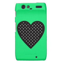 Retro Black Heart on Teal Background Droid RAZR Cases