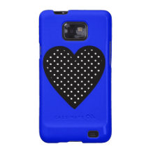 Retro Black Heart White Polka Dots Blue Background Galaxy S2 Covers