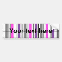 Retro black pink and white plaid bumper stickers