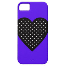 Retro Black Polka Dot Heart on Purple Background iPhone 5 Covers