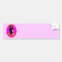 Retro Black Poodle on Phone Bumper Sticker