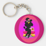 Retro Black Poodle on Phone Keychain