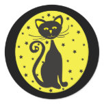 Retro Black Starry Cat Stickers