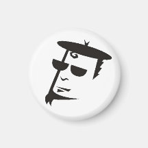 Retro Black & White Beatnik Hipster Refrigerator Magnet