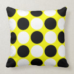 Retro Black & White Polka Dots on Yellow Throw Pillows