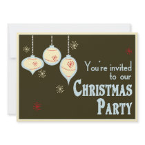 Retro Blue and Tan Christmas Invitations