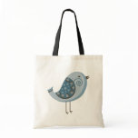 Retro Blue Bird Tote Bags