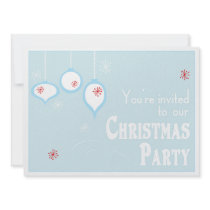 Retro Blue Christmas Invitations
