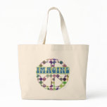 Retro Blue Imagine Peace Sign Tote Bag