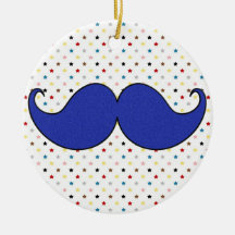 Retro Blue Mustache Moustache Christmas Ornaments