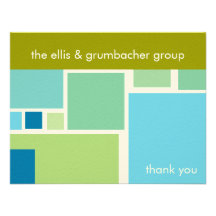 Retro Blue Tiles Thank You Invites