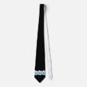 retro blue & white floral on black tie