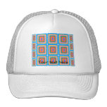 Retro blue yellow and green squares hat