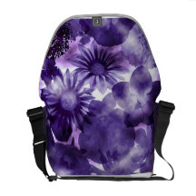 Retro Bold Purple Flower Pattern Messenger Bag
