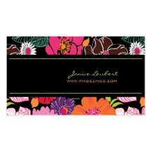 Retro bold tropical flowers/DIY background colour Business Card Template