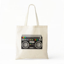 retro boombox ghetto blaster graphic canvas bag