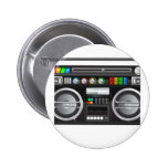 retro boombox ghetto blaster graphic pinback button