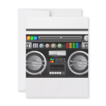 retro boombox ghetto blaster graphic personalized invitations