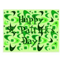 Retro Boomerang & Shamrocks Postcard