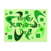 Retro Boomerangs & Shamrocks Postcard
