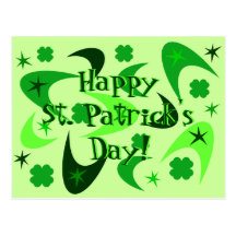 Retro Boomerangs & Shamrocks Postcard