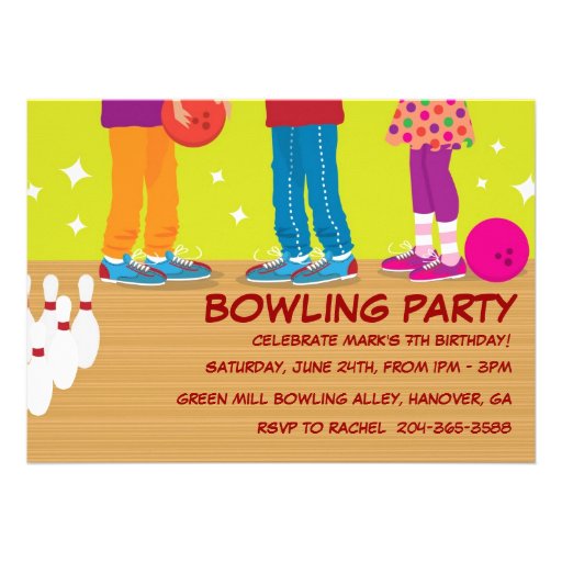 Retro Bowling Birthday Party Invitations,