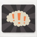 Retro brain with orange exclamation marks mousepad