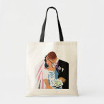 Retro Bride and Groom, You May Now Kiss the Bride Tote Bags