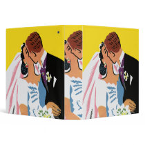 Retro Bride and Groom, You May Now Kiss the Bride Vinyl Binder