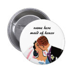 Retro Bride and Groom, You May Now Kiss the Bride Pinback Buttons