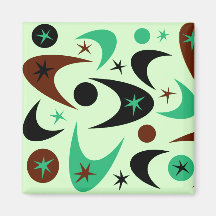 Retro Brown & Black Starburst Boomerang Fridge Magnet