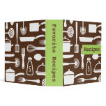 Retro brown green kitchen recipe binder organizer