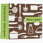 Retro brown green kitchen recipe binder organizer