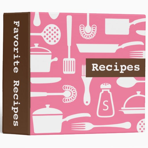 Retro brown pink kitchen recipe binder organizer