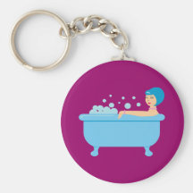 Retro Bubble Bath Girl Key Chains