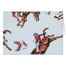 Retro Bucking Broncho Greeting Card
